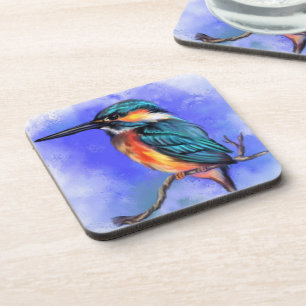 Porta-copo Linda pintura em aquarela de Kingfisher