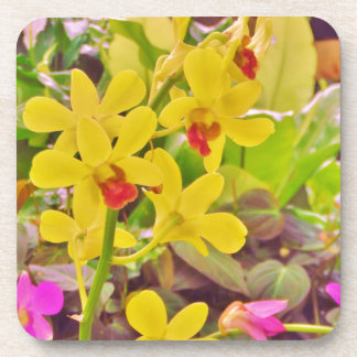 Porta-copo Lindas orquídeas de outono amarelas