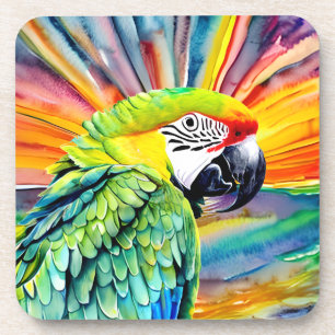 Porta-copo Lindo papagaio verde em estilo aquarela gerado por
