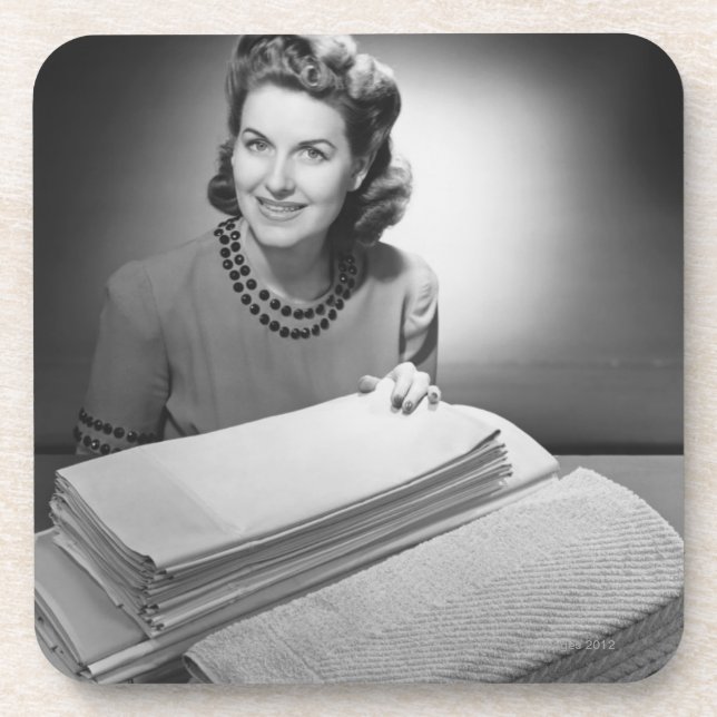 Porta-copo Linho e toalhas passados (Frente)