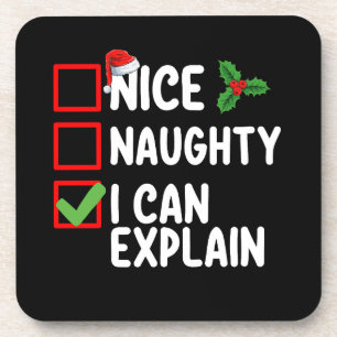 Porta-copo Lista de Natal Nice Naughty Eu Posso Explicar Feri