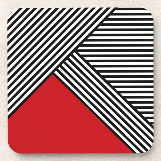 Porta-copo Listras pretas e brancas com triângulo vermelho (Frente)