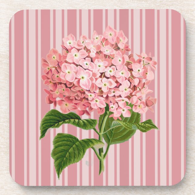 Porta-copo Listras Rosa e Hidrangea em Plástico Rígido (Frente)