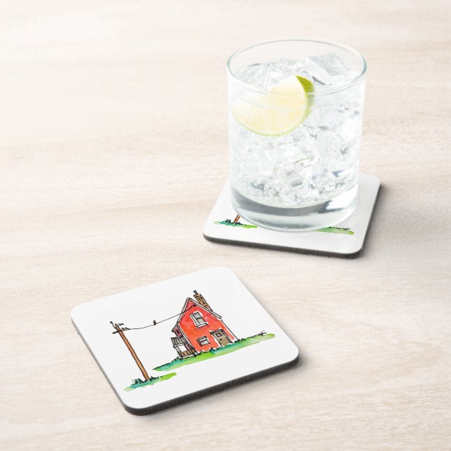 Porta-copo Little Red House with Power Line (Lado Direito)
