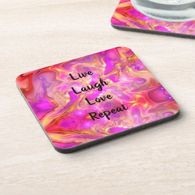 Porta-copo Live Laugh Love Marble Set of 6 Beink Coasters (Left Side)
