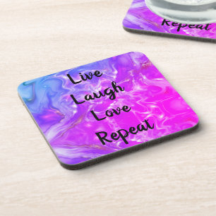 Porta-copo Live Laugh Love Purple Marble