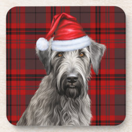 Porta-copo Lobo da Irlanda de Natal Xadrez Vermelho Férias