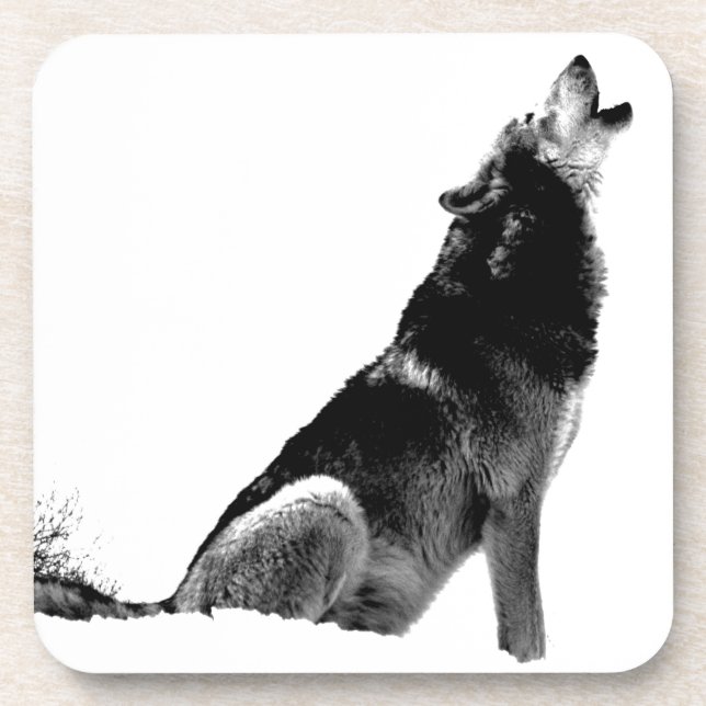 Porta-copo Lobo-de-Howling Branco-Preto (Frente)