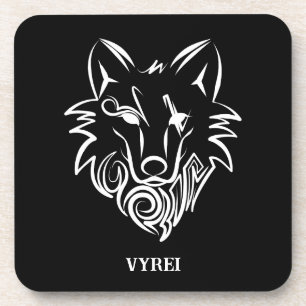 Porta-copo Lobo Tribal Negro e Branco