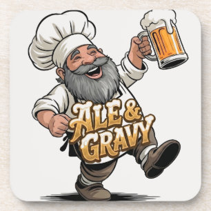 Porta-copo Logotipo de Ale & Gravy com um Chef Alegre