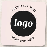 Porta-copo Logotipo Simples Com Texto Cor-De-Rosa Esbranquiça<br><div class="desc">Adicione seu próprio logotipo e escolha de texto a este design. Remova o texto superior ou inferior,  se preferir. Minimalista e profissional. Excelente para marcas de funcionários ou como promocional para seus clientes e clientes.</div>