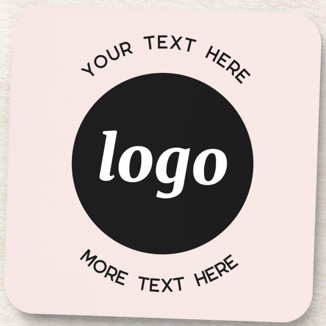 Porta-copo Logotipo Simples Com Texto Cor-De-Rosa Esbranquiça (Logo and text custom business promotional blush pink coaster)