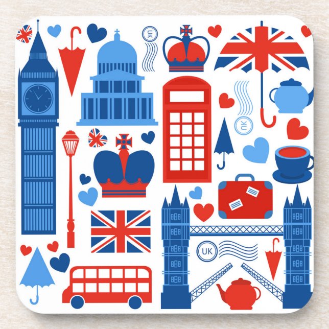 Porta-copo London Pop Icons Hard plastic coaster (Frente)