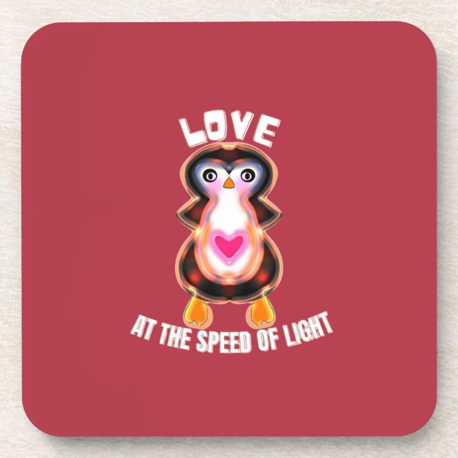 Porta-copo Love at the Speed of Light Penguin Gift (Frente)