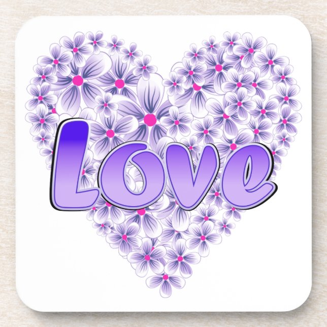 Porta-copo Love Daisy Heart Purple (Frente)