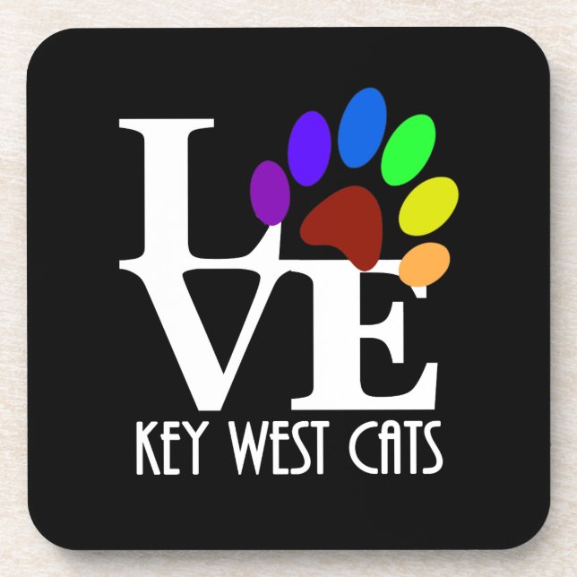 Porta-copo LOVE Key West Cats (texto branco) (Frente)