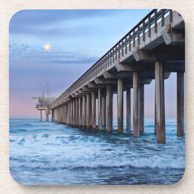 Porta-copo Lua cheia sobre o píer, Califórnia (Frente)
