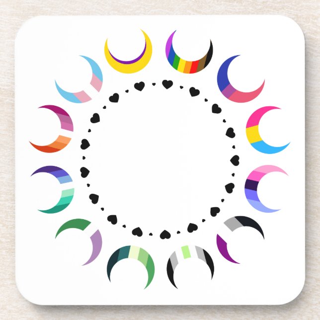 Porta-copo Luas do Orgulho Crescente e Anel Cardíaco (Frente)