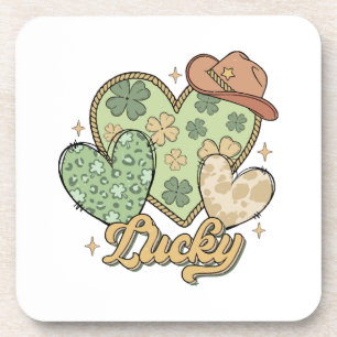 Porta-copo Lucky Western Heart Shamrock irlandês