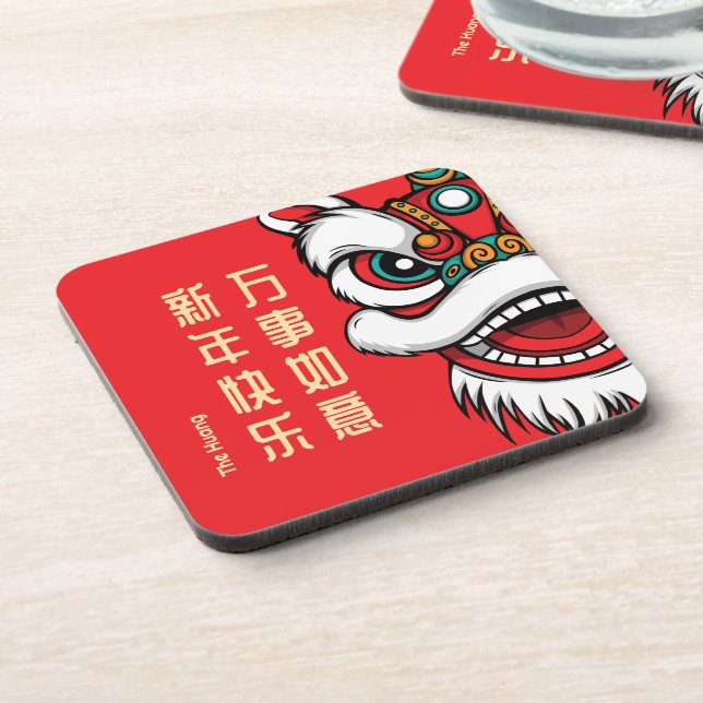 Porta-copo Lunar New Year Lion Dance Hard plastic coaster (Left Side)