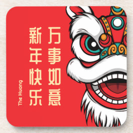Porta-copo Lunar New Year Lion Dance Hard plastic coaster