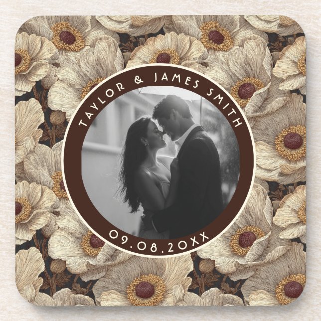 Porta-copo Luxurious Anemones Petal Vineyard Wedding (Frente)