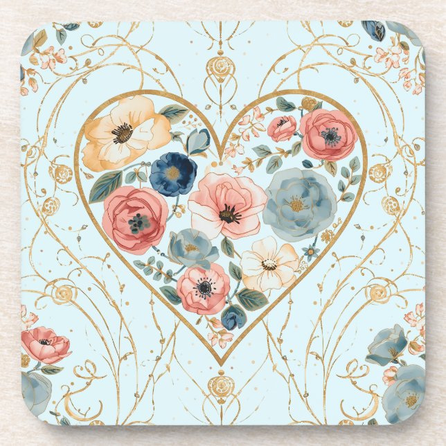 Porta-copo Luxury, Valentine's Day, Flowers of My Heart (Frente)