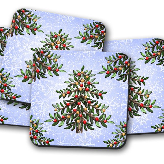 Porta-copo Luzes das árvores de Natal | Conjunto de Portas co (Criador carregado)