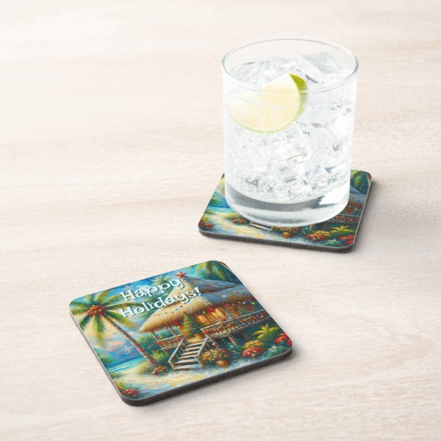 Porta-copo Luzes de praia de palmeira de Natal Tropical (Lado Direito)