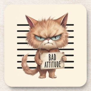 Porta-copo Má Atitude Cat Mugshot - Design Felino Engraçado