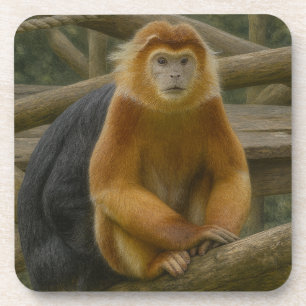 Porta-copo Macaco Snub-Nosed no Refúgio em Woodland