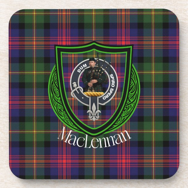 Porta-copo MacLennan Scottish Clan Tartan & Crest (Frente)