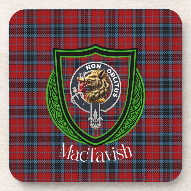 Porta-copo MacTavish Scottish Clan Tartan & Crest (Frente)