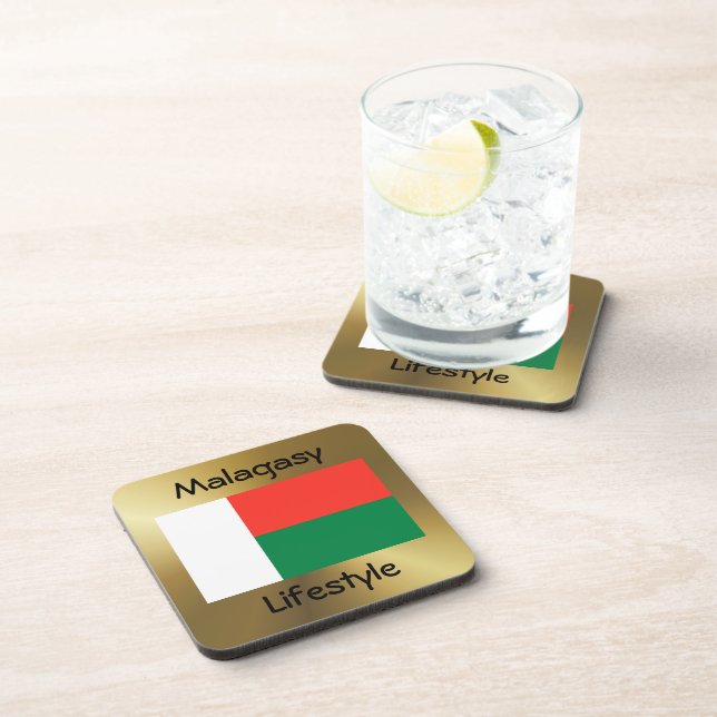 Porta-copo Madagascar Flag+Text Coaster (Lado Direito)