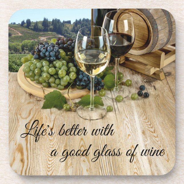 Porta-copo Madeira, barril e Portas copos de vinho (Frente)