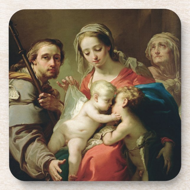 Porta-copo Madonna e criança com santos John, Anna e Rocco (Frente)