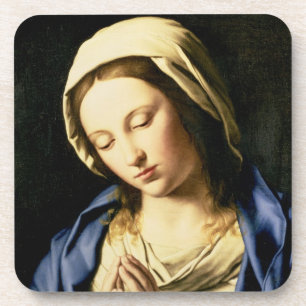 Porta-copo Madonna na oração (óleo em canvas)