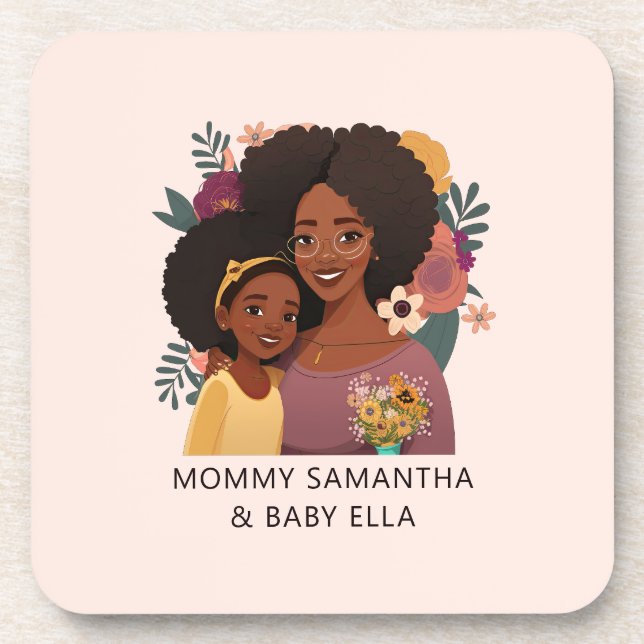 Porta-copo Mãe negra personalizada e filha (14) (Frente)