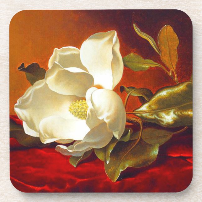 Porta-copo Magnolia em Red Velvet Martin Johnson Heade (Frente)
