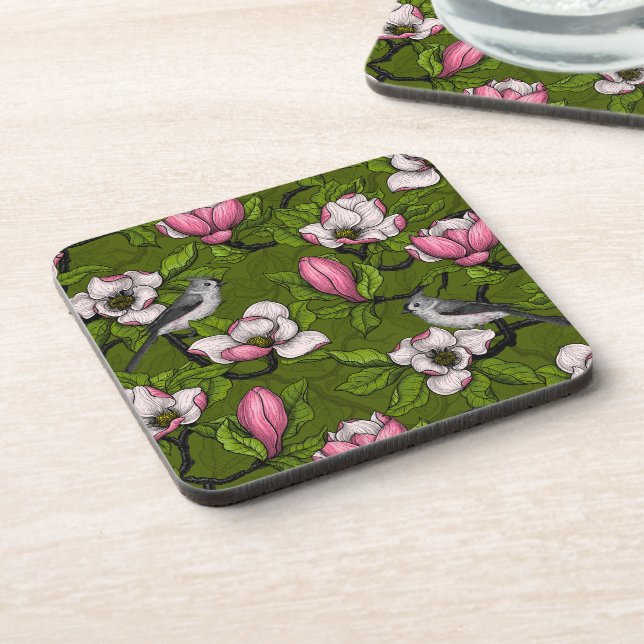 Porta-copo Magnólia florescente e pássaro 2 (Left Side)