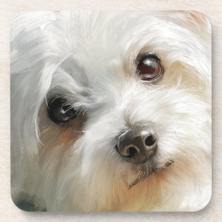 Porta-copo Maltese dog watercolor portrait