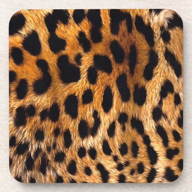 Porta-copo Manchas-leopardo Black Brown Wild Animal Fine Art (Frente)