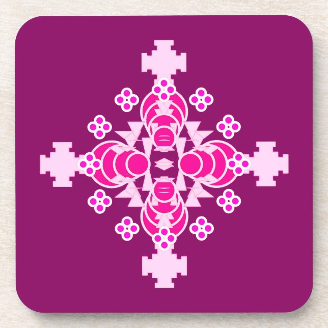 Porta-copo Mandala - cor-de-rosa pálido e ameixa (Frente)