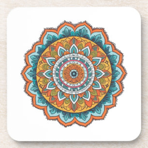 Porta-copo mandala de várias cores