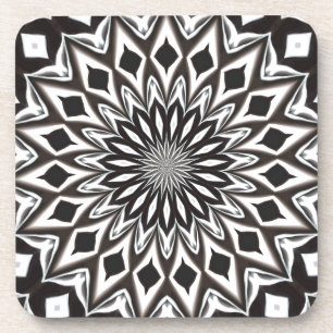 Porta-copo Mandala decorativa preto e branco