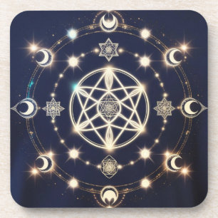 Porta-copo Mandala do Ciclo Lunar Celestial – Geometria Sagra