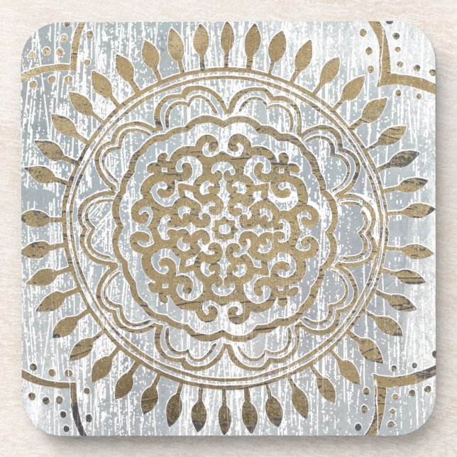 Porta-copo Mandala Dourado Design (Frente)