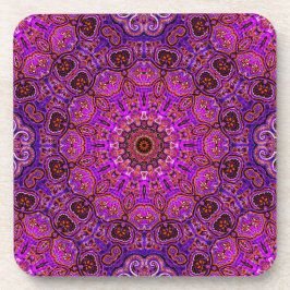 Porta-copo Mandala Motivo Kaleidoscópico Rosa Quente