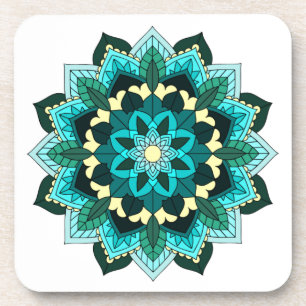Porta-copo Mandala Padrão 02 em aqua