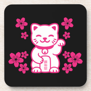 Porta-copo Maneki-neko japonês rosa